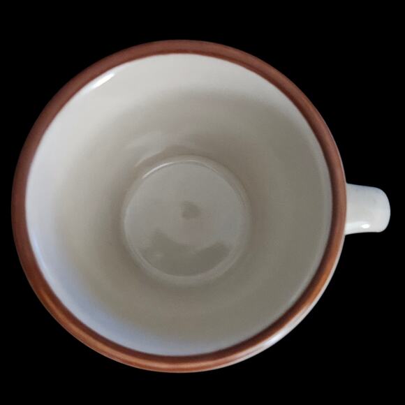 Vintage REGO Stoneware Mug Tan Brown Rim Crackle Glaze E652-21 Japan Coffee Cup - Picture 5 of 7